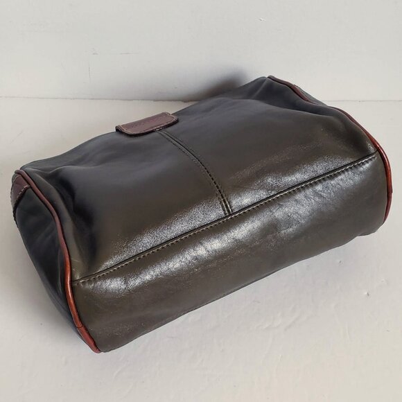 Vintage Olive Genuine Leather Organizer Travel Toiletry Bag Case VALERIE STEVENS - Picture 6 of 11